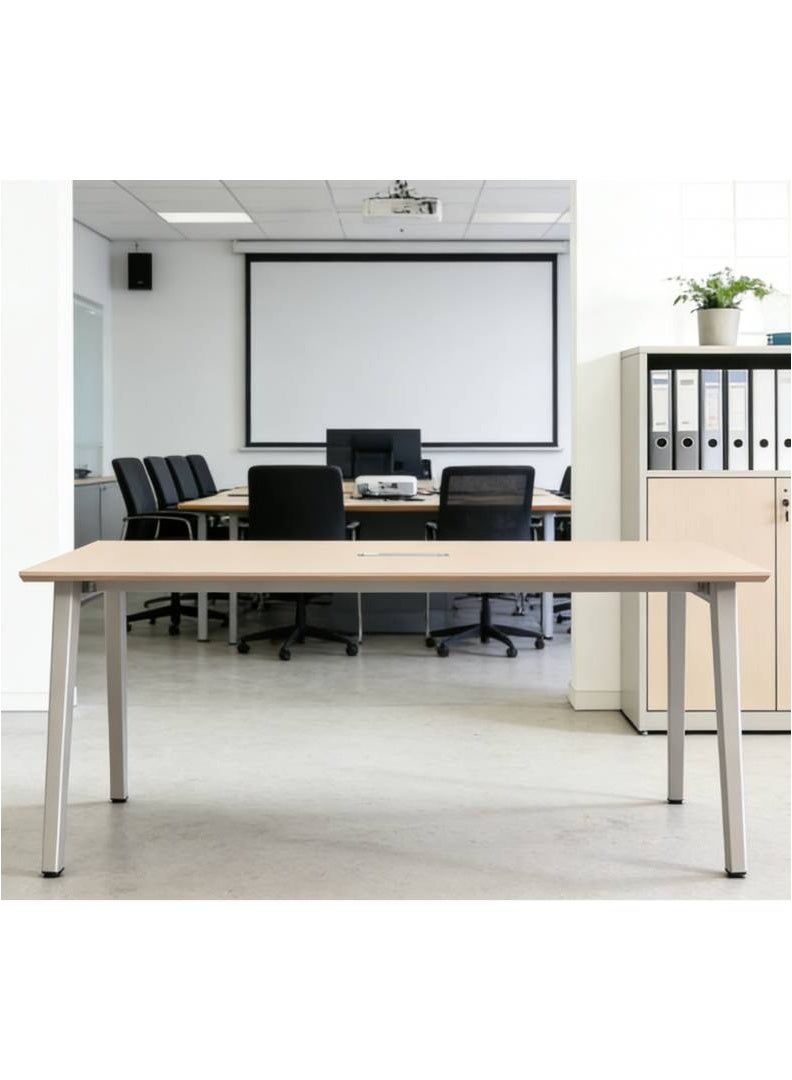 أدين طاولة اجتماع كبيرة حديثة وطاولة تدريب طويلة مع منفذ توصيل للكهرباء، أثاث مكتبي للمؤتمرات والاجتماعات - Image 2